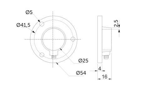 картинка Крепление (розетка) трубы d25 (510А), хром AKS от магазина SEFI
