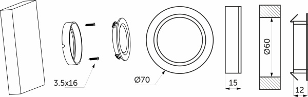 картинка Светильник светодиодный STAR, врезной/накладной, 2W, 12V круглый, черный, 6000К, AKS от магазина SEFI