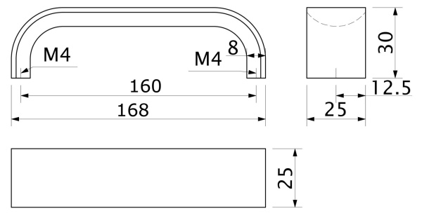 картинка Ручка меб. скоба алюм. WPY 347 160 алюминий AKS магазин SEFI являющийся официальным дистрибьютором в России  картинка Ручка меб. скоба алюм. WPY 347 160 алюминий AKS от магазина SEFI