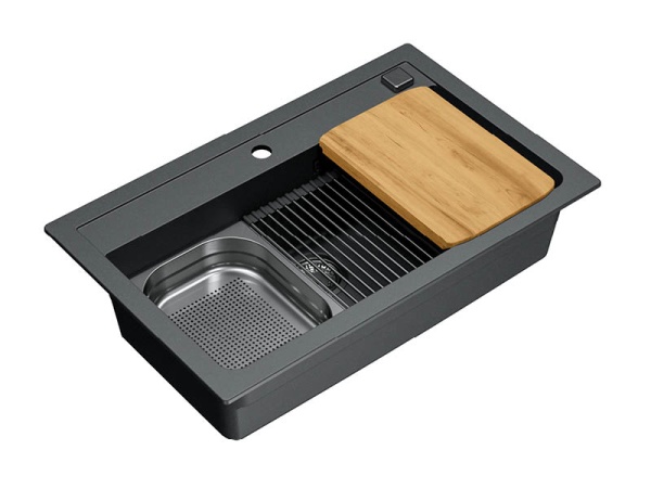 картинка Мойка ALVEUS GRANITAL ATROX 40 CARBON - G91 790 X  500  1X в комплекте с сифоном 1132823, от магазина SEFI