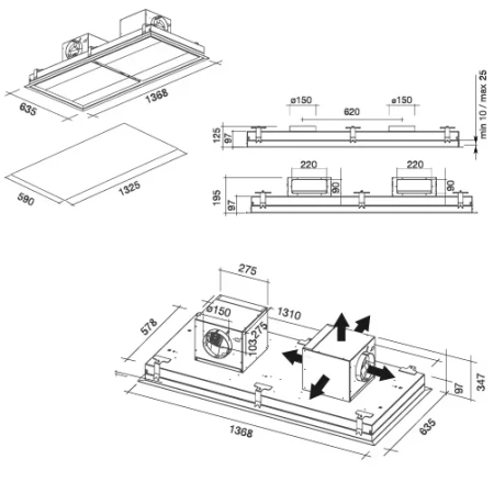 картинка Встраиваемая вытяжка Falmec Nuvola isola 140 ix ECP от магазина SEFI