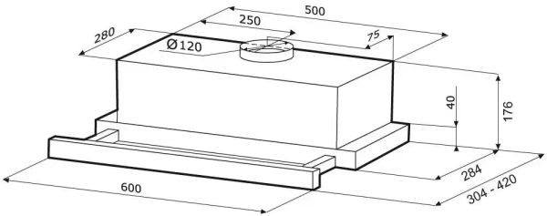 картинка Вытяжка Krona VENDY 600 INOX (1 мотор) от магазина SEFI