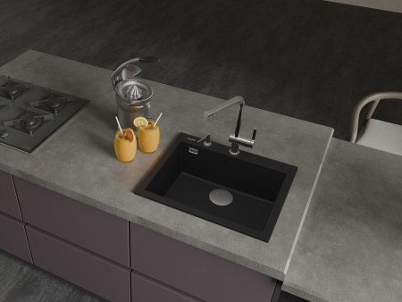 картинка Мойка Rivelato ZENO 6051 1-чаш 600*510 Черн.глубокий 503 от магазина SEFI