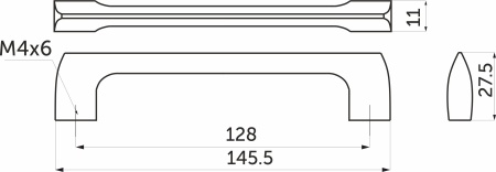 картинка Ручка меб. скоба мет. UZ814 128 черная AKS от магазина SEFI