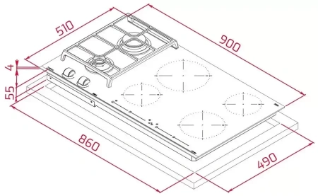 картинка Комбинированная варочная панель Teka HYBRID JZC 96324 ABN BLACK от магазина SEFI