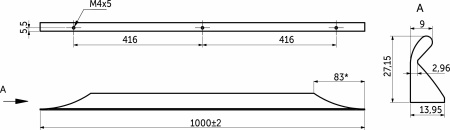 картинка Ручка меб. скоба алюм. ENVISION 832/1000 черный матовый, AKS от магазина SEFI