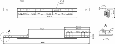 картинка Механизм для раздвижных столов внешний синхронный со стопором L-600 мм AKS от магазина SEFI