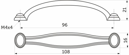 картинка Ручка меб. скоба мет. UR10 96 старое золото AKS от магазина SEFI