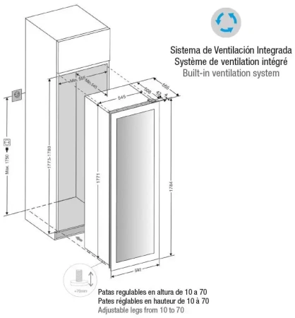 картинка Встраиваемый винный шкаф Pando PVMAV 178-112CRR от магазина SEFI