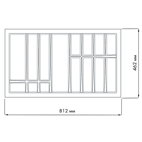 картинка Лоток для столовых приборов LINE, ширина фасада 900 мм для Hettich Innotech глубиной 470 мм от магазина SEFI