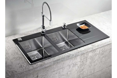 картинка Мойка Alveus CRYSTALIx 30 BLACK 1160x540 2x левая, в комплекте с сифоном 1090864 от магазина SEFI