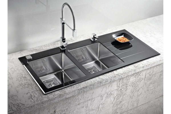 картинка Мойка Alveus CRYSTALIx 30 BLACK 1160x540 2x левая, в комплекте с сифоном 1090864 от магазина SEFI