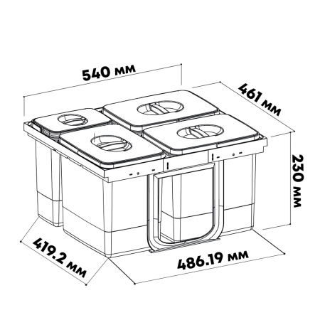 картинка Система сортировки JAZZ 600, 4 ведра (3х12л, 1х5л), графит магазин SEFI являющийся официальным дистрибьютором в России  картинка Система сортировки JAZZ 600, 4 ведра (3х12л, 1х5л), графит от магазина SEFI