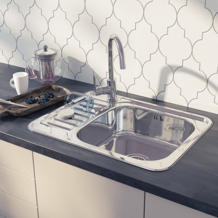 картинка Мойка, нержавеющая сталь, полированная, чаша справа, 650*500, Basic, IDDIS, BAS65PRi77 от магазина SEFI