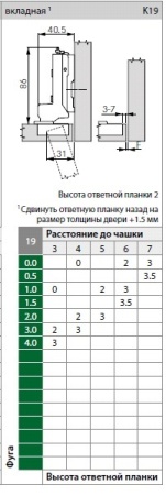 картинка Петля Tiomos 110°, вкладная, с демпфером, на саморез, 45/9,5 от магазина SEFI