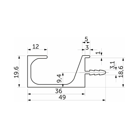 картинка Ручка-профиль алюм. врезная C-образная, 4м, черный матовый AKS от магазина SEFI