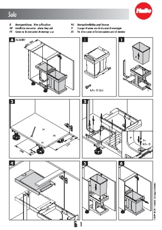 картинка Мусорное ведро Solo 20л на распашной фасад от 400 мм, автоматическое выдвижение от магазина SEFI