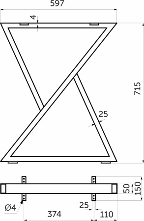 картинка Подстолье TIME h715, черный AKS (1компл=2шт) от магазина SEFI