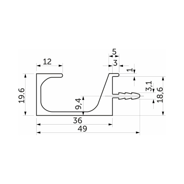 картинка Ручка-профиль алюм. врезная C-образная, 4м, черный матовый AKS от магазина SEFI