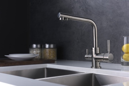 картинка Смеситель для кухни с подключением к фильтру, EMAR ЕС-3003, цвет сатин от магазина SEFI