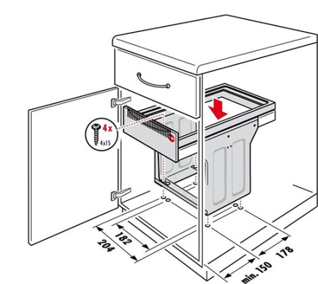 картинка Система выдвижная Tandem 30 см, 2х15л, 1 пластик.крышка от магазина SEFI