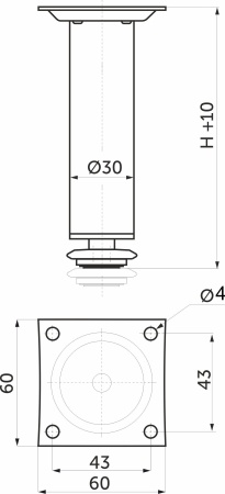 картинка Опора меб. мет. D-150 h150 с регул. хром AKS от магазина SEFI
