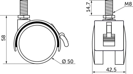 картинка Колесо меб. пласт. d50 с винтом М8 с торм., черный AKS от магазина SEFI