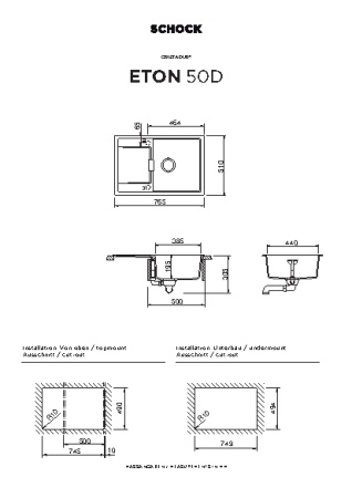 картинка Кухонная мойка SCHOCK ETON 50D CRISTADUR магма от магазина SEFI