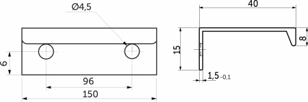 картинка Ручка меб. накладная алюм. CA-1 96/150 металлик от магазина SEFI