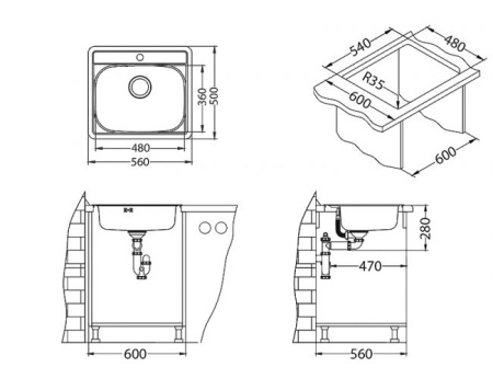 картинка Мойка MORE 10 LEI-90 560X500 в компл. с сифоном 1130550, магазин SEFI являющийся официальным дистрибьютором в России  картинка Мойка MORE 10 LEI-90 560X500 в компл. с сифоном 1130550, от магазина SEFI