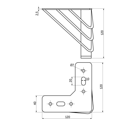 картинка Опора меб. мет. RAY h120 угловая золото AKS от магазина SEFI