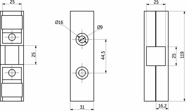 картинка Соединитель 3-х труб перпендикулярный для квадр. трубы 25*25 QUADRO, черный AKS от магазина SEFI