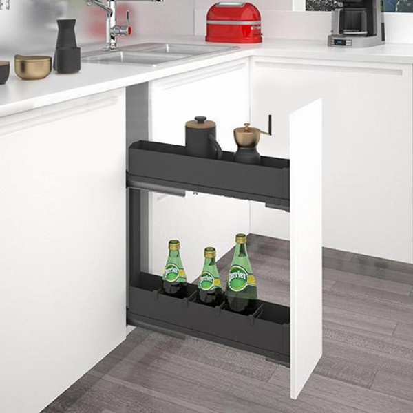 картинка Бутылочница LEVEL PRO с доводчиком на ширину фасада 150 мм, крепление левое, цвет - антрацит от магазина SEFI