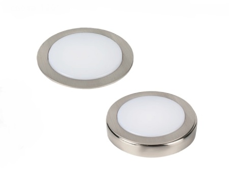 картинка Светодиодный светильник LUCAS 3Вт, 24В, с кольцом для накл. монтажа, кабель 2м, свет теплый нерж. сталь от магазина SEFI