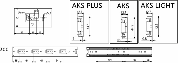 картинка Направляющая шариковая L-300 h=45 AKS A от магазина SEFI