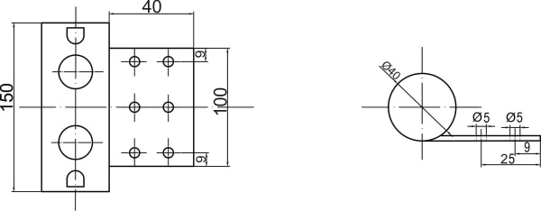 картинка Опора меб. мет. В155 L150 d40 хром AKS от магазина SEFI