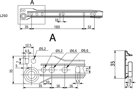 картинка Направляющая роликовая L-250 0,8мм AKS белая от магазина SEFI