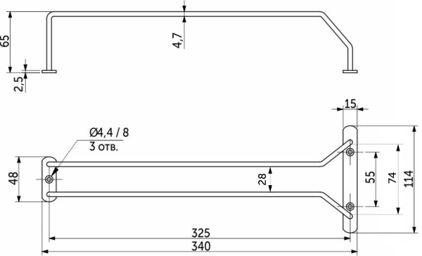 картинка Держатель подвесной для бокалов однорядный 340*65*114, хром AKS от магазина SEFI