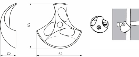 картинка Соединитель 2-х труб d25 (501L) шарообразный левый, вакуумное хромирование AKS от магазина SEFI