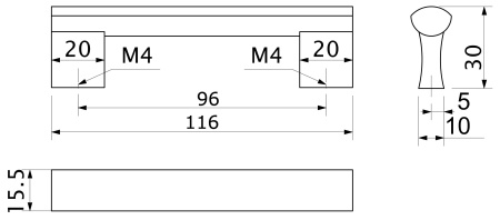картинка Ручка меб. скоба алюм. WPY 311 96 алюминий AKS от магазина SEFI