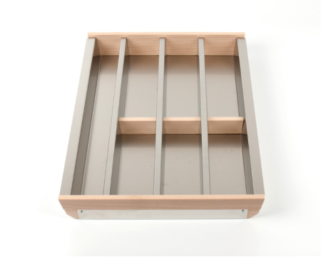 картинка Лоток для столовых приборов Cassetto Portaposate 45, B50 нерж.сталь+бук от магазина SEFI