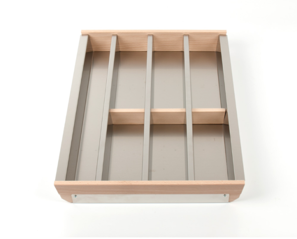 картинка Лоток для столовых приборов Cassetto Portaposate 45, B50 нерж.сталь+бук от магазина SEFI