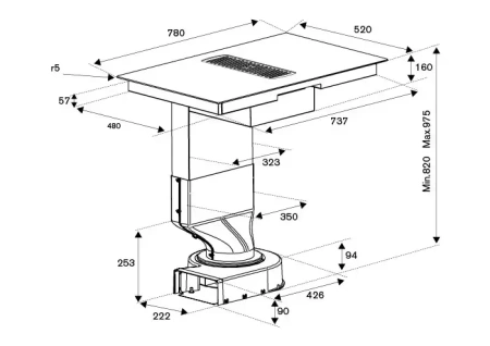 картинка Индукционная варочная панель со встроенной вытяжкой Bertazzoni P784ICHNE от магазина SEFI