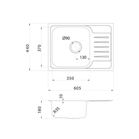 картинка Мойка, нерж. сталь, шелк, с крылом, 605*440*180, Sound, IDDIS, SND60SDi77 от магазина SEFI