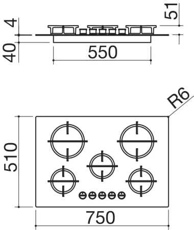 картинка Газовая варочная панель Barazza 1PMD70 от магазина SEFI