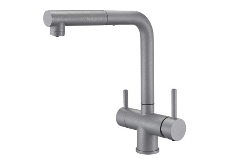 картинка Смеситель для кухни с выдвижной лейкой и подключением к фильтру, EMAR ЕС-7017, цвет Алмаз от магазина SEFI