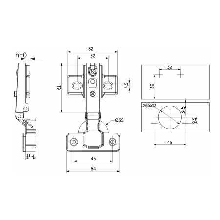 картинка Петля накладная с пружиной 45мм h0 slide-on AKS LIGHT 52г от магазина SEFI