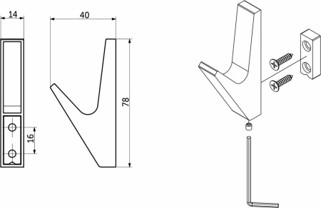 картинка Крючок меб. однорожковый мет. FIX черный матовый AKS от магазина SEFI