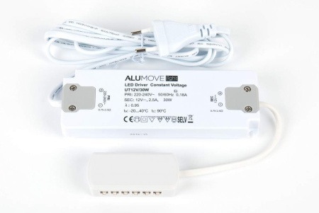 картинка Трансформатор Alumove Light UT12V/30W, c распред.коробкой на 12 разъемов MiniPlug, кабель 2м магазин SEFI являющийся официальным дистрибьютором в России  картинка Трансформатор Alumove Light UT12V/30W, c распред.коробкой на 12 разъемов MiniPlug, кабель 2м от магазина SEFI