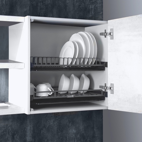 картинка Сушка FISSO 2-х уровневая для посуды в верхний шкаф на ширину корпуса 600 мм, цвет - антрацит от магазина SEFI